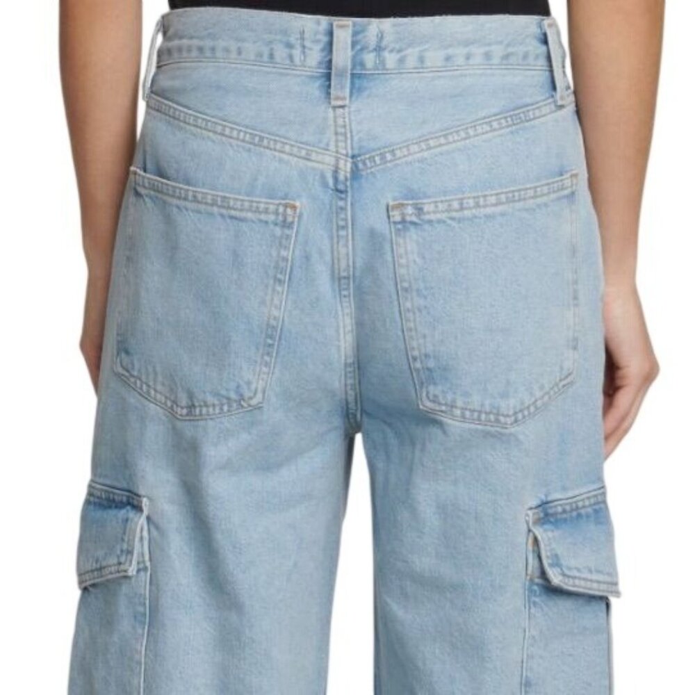AGOLDE Minka Wide Leg Cargo Pocket Denim Jeans Light Blue High Rise 30 x 31 - Picture 10 of 12